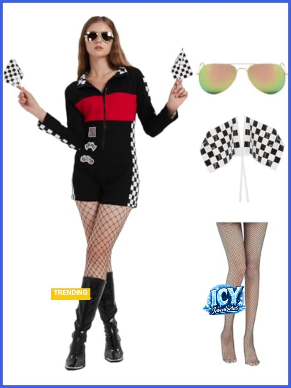 Sexy Race Car Driver Halloween Costume 5pc Set Talladega Nights